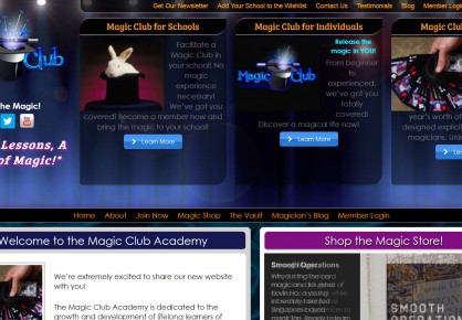 Magicclubacademy.com web design by 6x6 Design, LLC