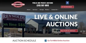 Website home page of Reynolds Auction Co.